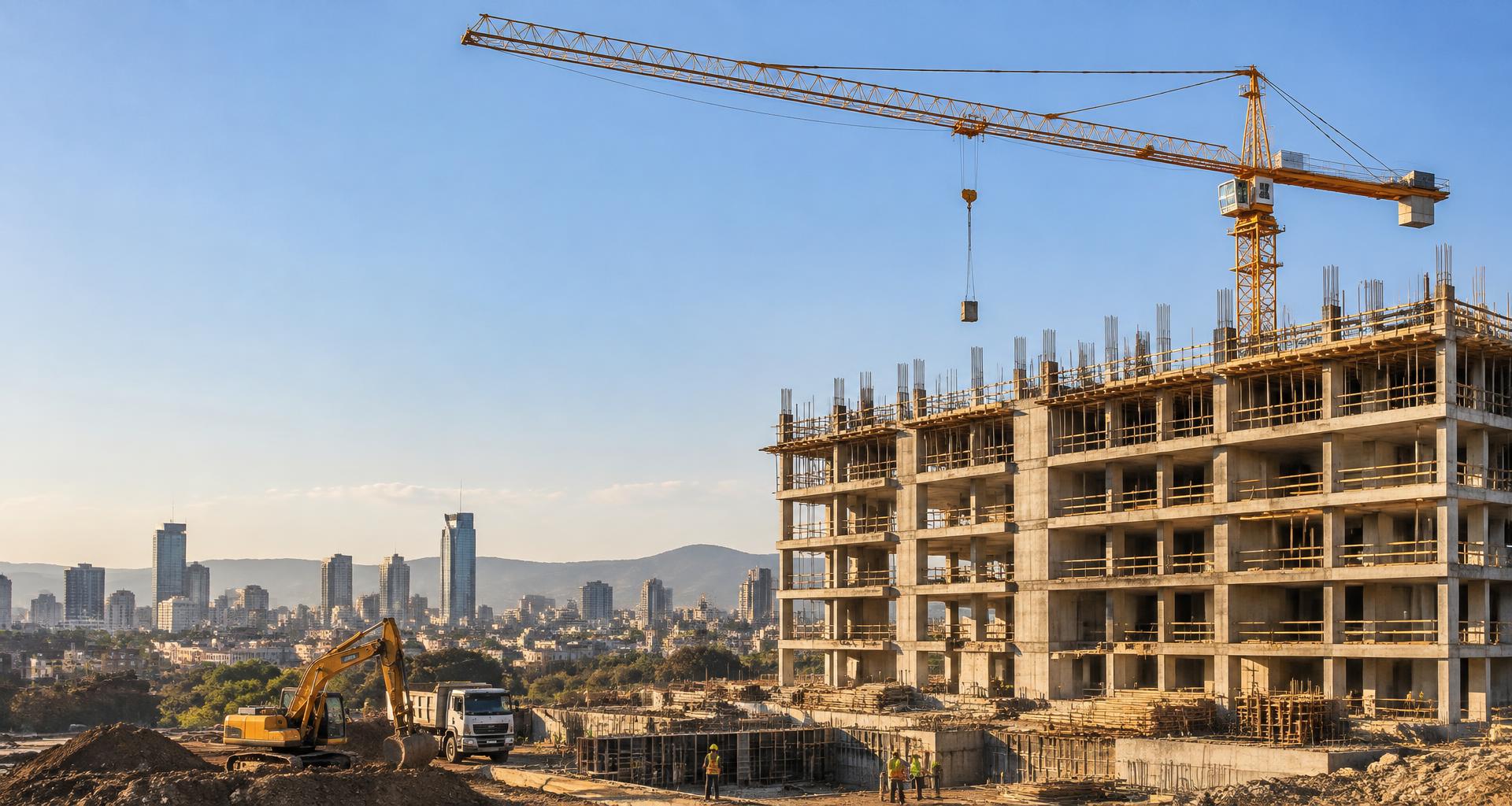 Illustrative building construction scene in Ethiopia